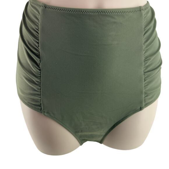 Aerie Aerie High Waisted Bikini Bottom Olive Fun Size Medium - Picture 1 of 4